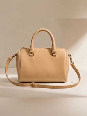 Elleme Paris Beige Leather Satchel Crossbody Bag Quiet Luxury